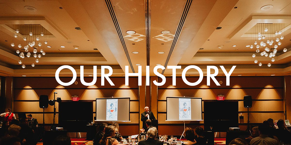 A picture of the 2017 Jamie's Heart Foundation Gala that says 'Our History'